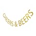 GRACE.Z Cheers&Beers Banner, Gold Glitter Celebrating Party Banner, Birthday Decoration Drink Bar Decor Bachelorette Sign
