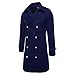 Men's Trench Coat Long Wool Blend Slim Fit Jacket Winter Double Breasted Overcoat