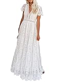 BLENCOT Womens Casual Floral Lace Deep V Neck Short