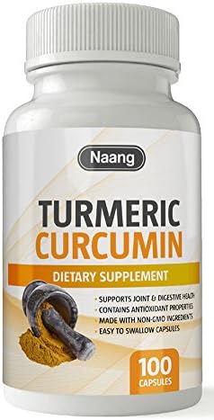 Turmeric Curcumin Supplement 400mg of 95% Curcuminoids and Curcuma Longa - Premium Joint Support, Pain Relief, Depression and Mood Enhancer, Contains 100 Capsules by Naang