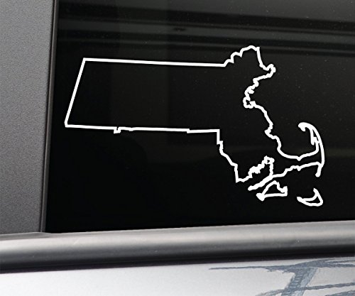 Massachusetts Vinyl Decal Laptop Car Truck Bumper Window Sticker, 6.5" x 4", White