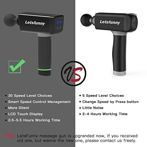 Deep Tissue Percussion Massager with Carrying Case Massage Gun for Pain Relief, Handheld Cordless Electric Full Body Muscle Massager Device with 30 Adjustable Speed, 5 Attachments