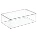 mDesign Plastic Bathroom Storage Organizer Box w/Hinge Lid for Closet Shelves, Cupboards, Holds Medicine, First Aid, Lotion, Cotton Swabs, Masks, and Styling Tools, Ligne Collection, 4 Pack, Clear