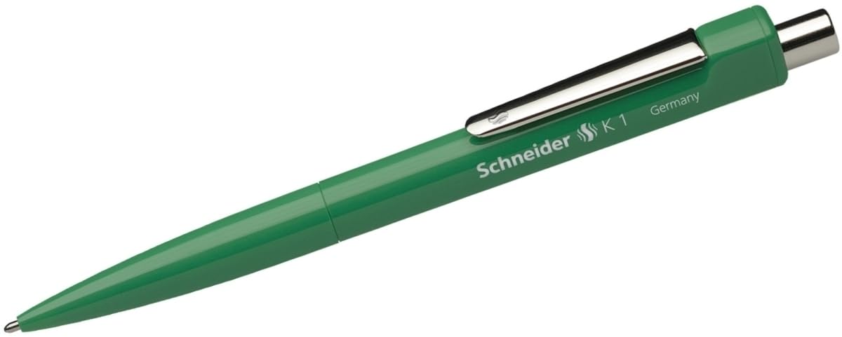 Schneider Pen K 1 Click top Ballpoint Pen, Green, Medium Nib, indelible