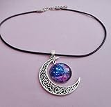 galaxy moon choker necklace, moon necklace, pastel goth, grunge Pendant, nu goth, pastel grunge, boho necklace Pendant,