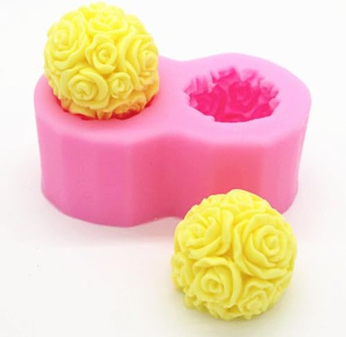 Creativemoldstore 1pcs two Small Rose Ball (C345) Silicone Handmade Soap Mold Crafts DIY Mould