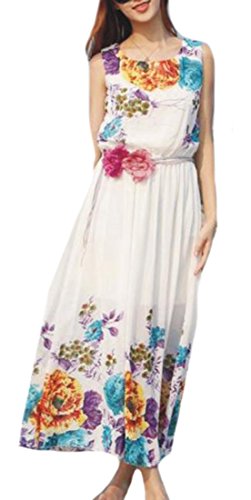 floral เดรสแขนสั้นless chiffon papijam