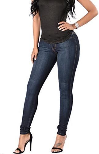 Women's Juniors Basic Skinny Stretch Denim Jeans (28, Dark Blue 1)