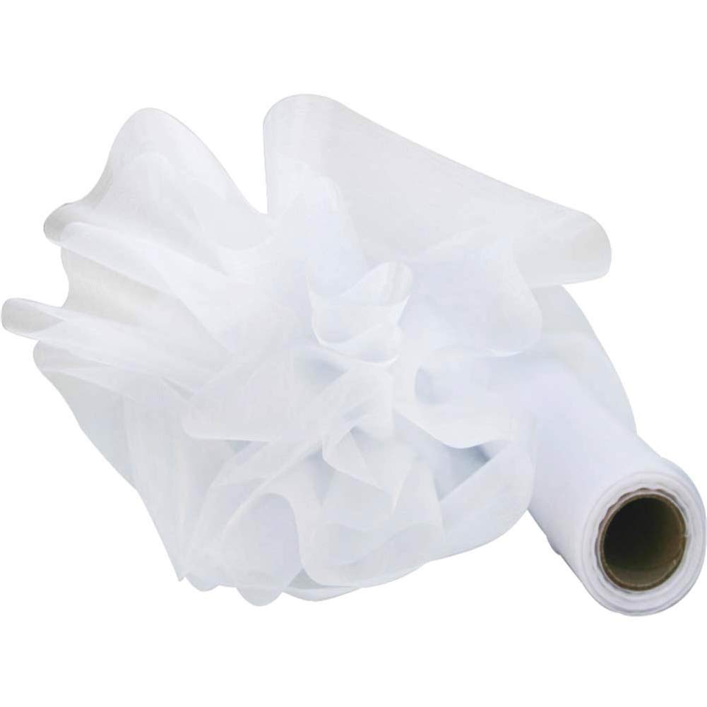 Organza Roll 28cm X 26M Sash Fabric Table Runner Sashes Chair Cover Bows Swags DIY Fabric for Wedding Party (White)