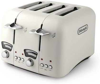 Delonghi CT04E Toaster, 4-Slice Toaster, Cream (Renewed)