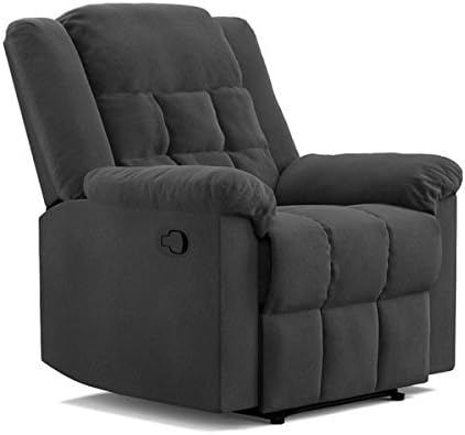 Glider Chair, Transitional Style ProLounger Black Pebbles Suede Wall Hugger Glider Recliner Flat Wingback Chair Made with Polyester (35.5 in L x 38 in W x 38 in D)