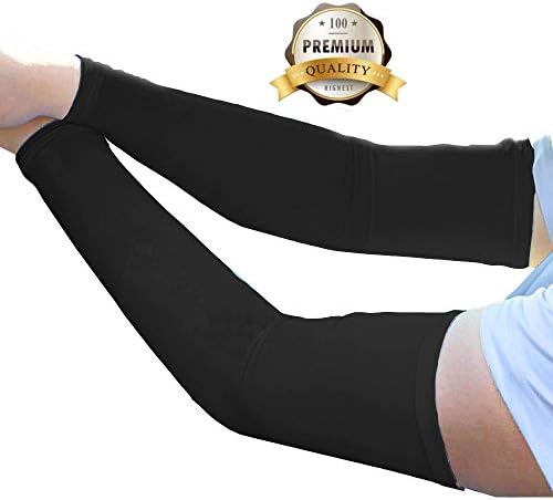 JueDi Sun Sleeves Cool Ice Long Large Arm Sleeves UV Protection for Youth&Adult Men&Women Outdoor Sports Golf Cycling Driving Gardening Fishing Running SPF50+ 1Pair White/Black/Blue/Gray(M/L/XL)