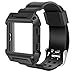 iiteeology Compatible with Fitbit Blaze Bands for Men Large, Rugged Protective Frame Case with Strap Bands for Blaze Smart Fitness Watch Accessory Sport Band, Black