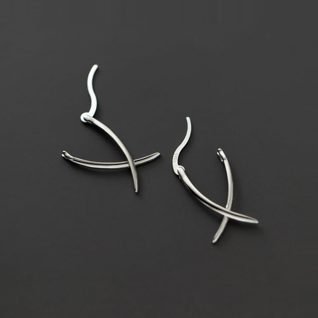 SLUYNZ 925 Sterling Silver X Hoop Earrings for Women Teens Minimalist Hoop Earrings Huggie