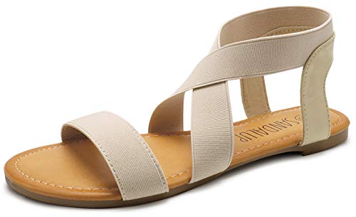 beige ankle strap flat sandals