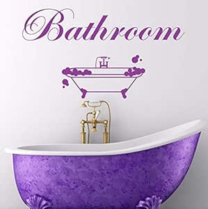 Púrpura 57X31Cm Baño Etiqueta De La Pared Bañera Patrón Pegatinas De