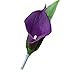Angel Isabella Boutonniere-Real Touch Purple Hand-Made Keepsake Boutonniere Pearl Headed Pin Included (Silver Grey Ribbon Wrapped)