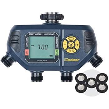 Melnor 65036-AMZ AquaTimer 4-Zone Digital Timer with 5 Stainless Steel Filter Washers Watering Set