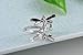 Suyi White Gold Plated Alloy Two Dragonflies Ring with Austrian Crystal 8