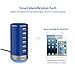 USB Charger Multi Port Wall Charger : Jelly Comb 6 Port USB Desktop Charging Station Smart Identification Phones, Tablets, USB Fan, Power Bank More - Blue
