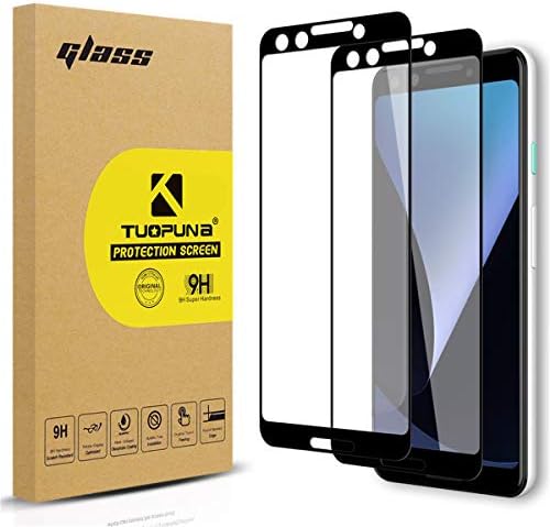 [2 Packs] Tuopuna for Google Pixel 3 Screen Protector, 2.5D Full Coverage 9H Hardness Tempered Glass Film for Google Pixel 3