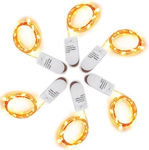 Upgrade Version Pack of 6 Pcs Twinkle Fairy Lights 3 Modes Timer Twinkle String Lights 20 LED Firefly Lights on 7.2Ft Copper Wire, Battery Operated (Included), for Wedding, Christmas Party