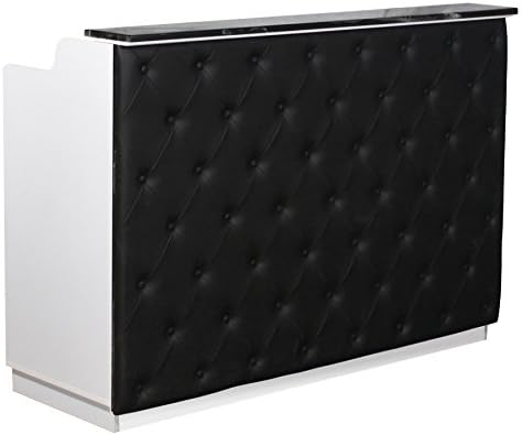 Elizabeth Tufted Padded Salon Reception Desk - White/Black/Black Marble