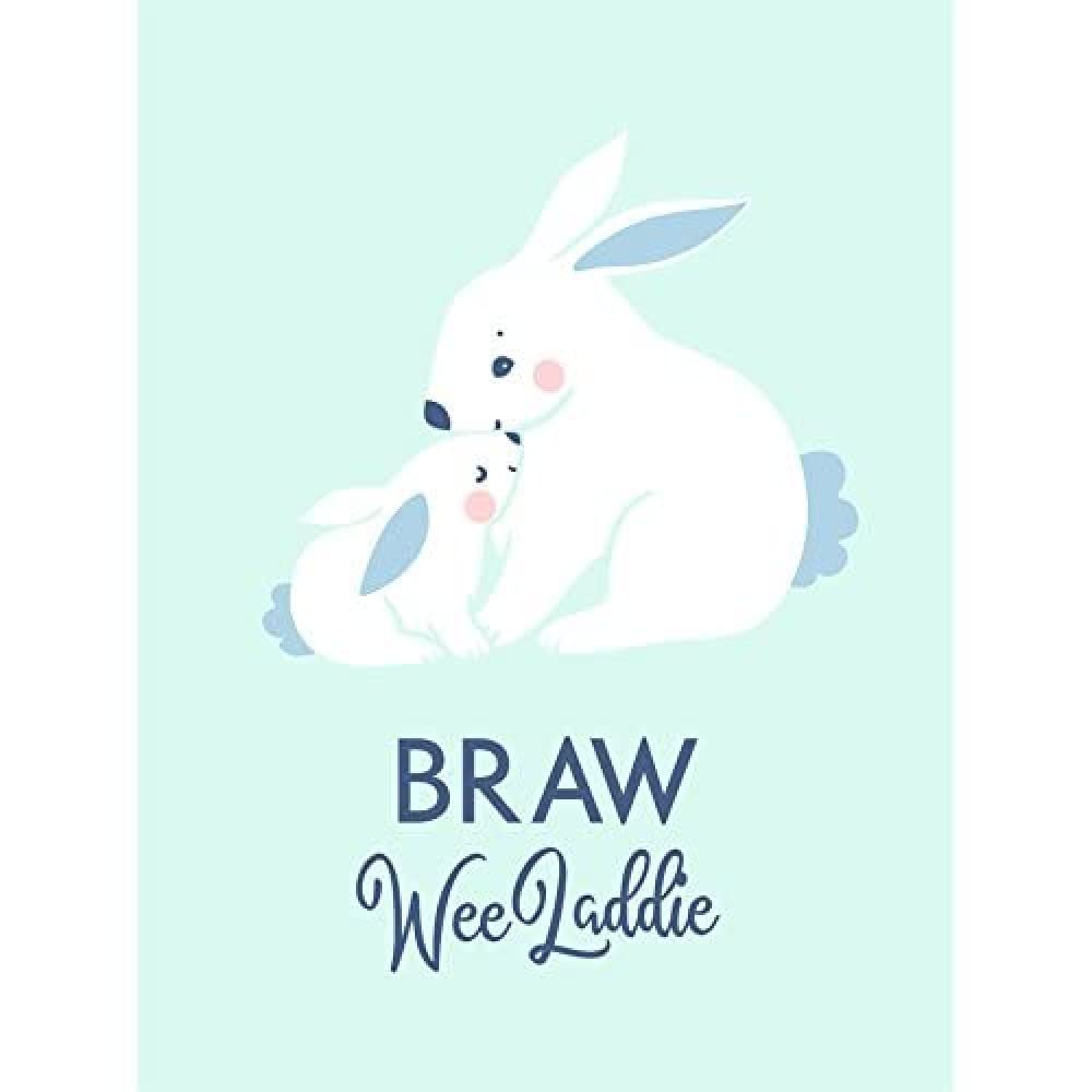 Wee Blue Coo Braw Wee Laddie New Baby Boy Scottish Rabbit Bunny Canvas Art Print