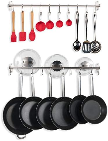 Geo Fashion Kitchen Wall Mount Stainless Steel Rail Towel Bar Rack with Hooks