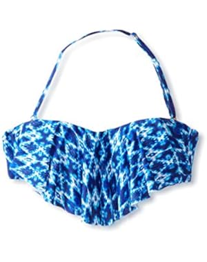 Jessica Simpson Women's Navajo Flounced Bandeau Swim Top