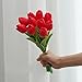 Montout 12PCS/Set PU Stunning Holland Tulip Flower Real Touch Artificial Silk Flowers Arrangement Bouquet Home Room Office Wedding Party Decor (Red)
