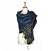 Paskmlna Border Pattern Double Layered Reversible Woven Pashmina Shawl Scarf Wrap Stole (#10dark blue)