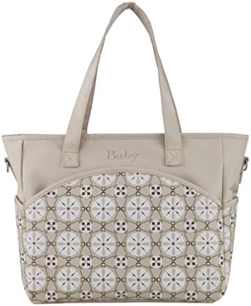 Insular Diaper Bag - Canvas Designer Baby Bag Tote With Changing Mat Waterproof Insulated Thermal Bottle Pocket - Stroller Straps, Large Capacity, Stylish and Durable, Alpine White, by NewAlpha