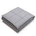 YnM Oeko-Tex Certified Premium 60 x 80 Inch 20 Pound Cotton Calming Heavy Weighted Blanket with Glass Beads for Queen and King Beds, Light Grey