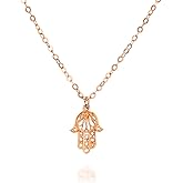 Tooliks Filigree Hamsa Necklace – Sterling Silver, Gold or Rose Gold, Lucky Protection Jewelry 16–18”