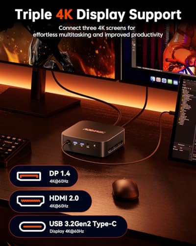 ACEMAGIC Kron Mini K1 Mini PC Win11 PRO, Ryzen 7 7730U(Upgraded 5825U/7430U), 32GB DDR4 512GB SSD Mini Computers(up to 4.5Ghz), Light Gaming Mini Desktop PC 4K Triple Display Bluetooth/WiFi6/Office