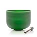 TOPFUND Green F Note Crystal Singing Bowl Heart Chakra 8 inch with Heavy Duty Carrying Case and Singing Bowl Mallet Suede Striker