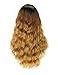 MISSQUEEN Ombre Hair 3 Tone Dark Blonde Wavy Wigs for Black Women Synthetic Hair Loose Curly Full Wig Dark Root