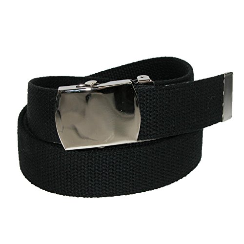 CTM Big & Tall Cotton Adjustable Belt with Nickel Buckle, Black