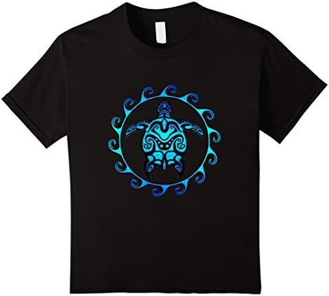 Kids Tribal Hawaiian Maori Sun Sea Turtle Island T-shirt 8 Black