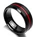 King Will Thin Red Groove Black Brushed Tungsten Carbide Ring Wedding/Tungsten Silicone Set Band