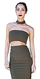 ALAIX Womens Strapless Halter Sleeveless Two Piece Skirt Bodycon Zipper Dresses