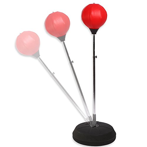 Saco-de-Boxeo-Saco-de-Suelo-para-Prctica-de-Boxeo-con-Aguantes-para-Adultos-con-Soporte-Ajustable-de-120-150cm-con-Accesorios-inclinacin-hasta-90-Color-Rojo