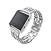 Wearlizer Compatible Fitbit Blaze Band Men/Women Small/Large Silver Metal Frame, Lux Replacement Metal Bands Metal Frame Fitbit Blaze - Silver