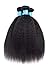 Brazilian Kinky Straight Human Hair Bundles With Closure, 8A Unprocessed Yaki Hair 3 Bundles With Closure, Middle Part, Natural Color(10 12 14+10)