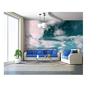 Landscape of Snow Mountain Under The White Cloud - Removable Wall Mural | Self-Adhesive Large Wallpaper - 66x96 inches