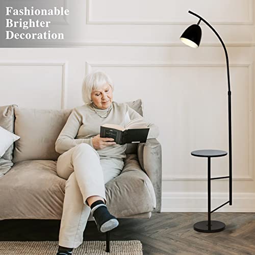 O'NEELDY Modern Black Arc Floor Lamp with Marble Table 70'' Tall