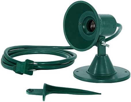 Plusmart Outdoor Garden Light Floodlight holder Removable Ground Spike and Flat Base,surround house,garden,path,6 ft Weatherproof Cord, Green, ETL Certified