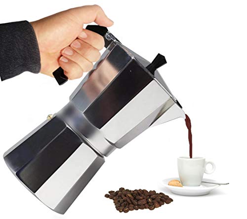 Clixde Espressokocher Moka Expresso Aluminium groß grau 12 Tassen 600 ml Italienisch – Bild 5