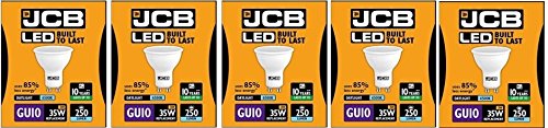 5 X JCB 3w = 35w LED GU10 100deg 6500k Daylight 250lm [Energy Class A+]
